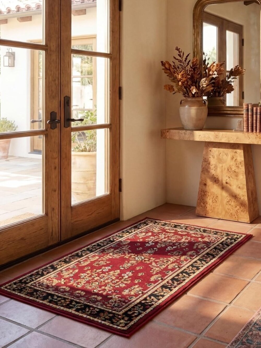 Lyndhurst Collection Area Rug - 2'3" x 4', Red & Black, Traditional Oriental